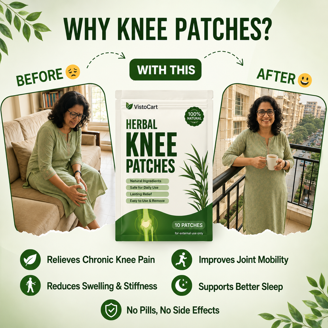 Knee Pain Herbal Relief Patch (Pack of 10)