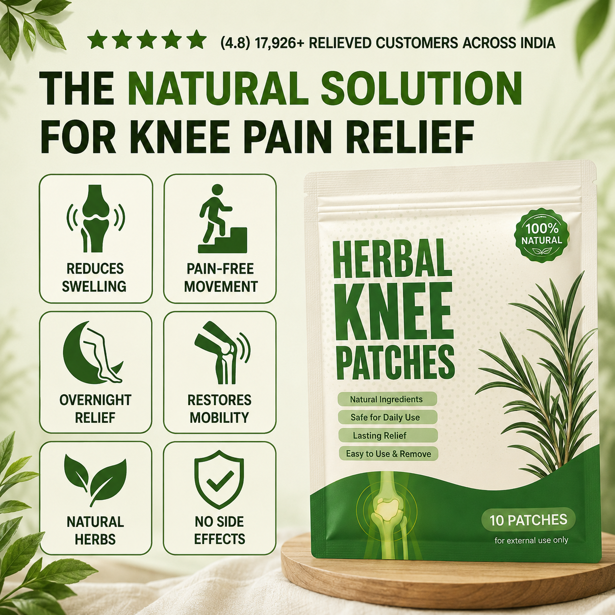 Knee Pain Herbal Relief Patch (Pack of 10)