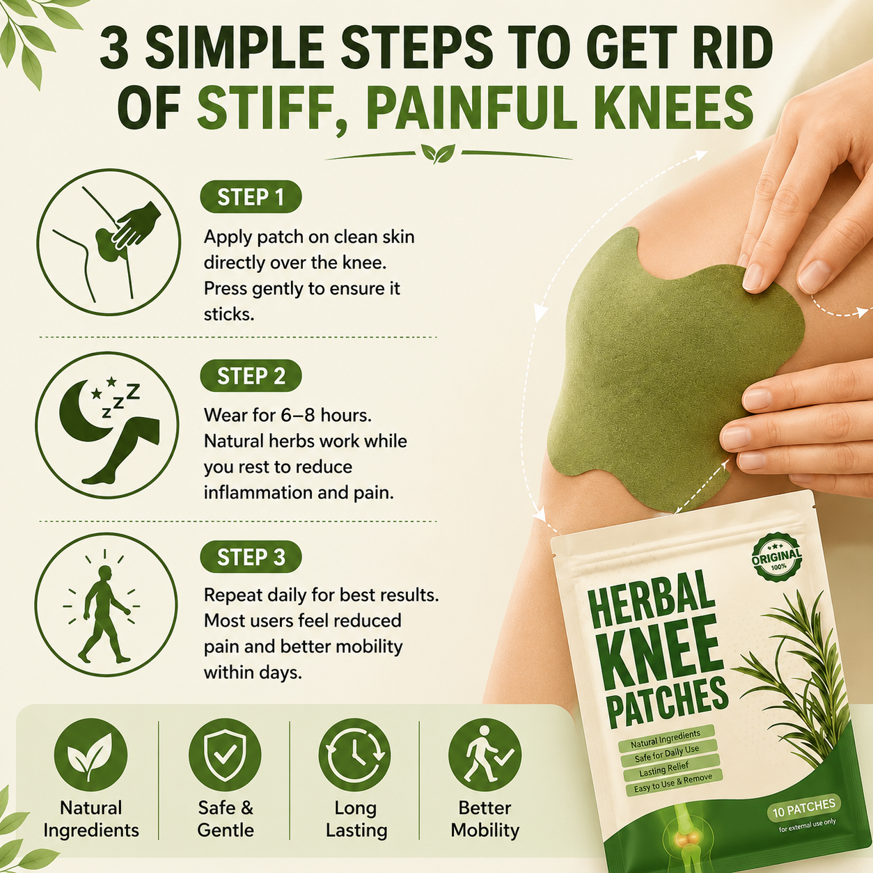 Knee Pain Herbal Relief Patch (Pack of 10)